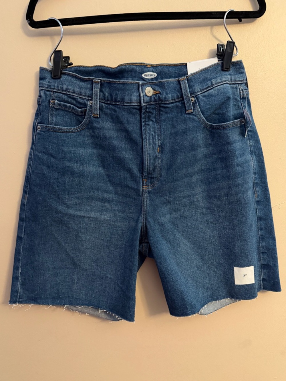 Old Navy Blue Denim Bermuda Shorts with Frayed Hem